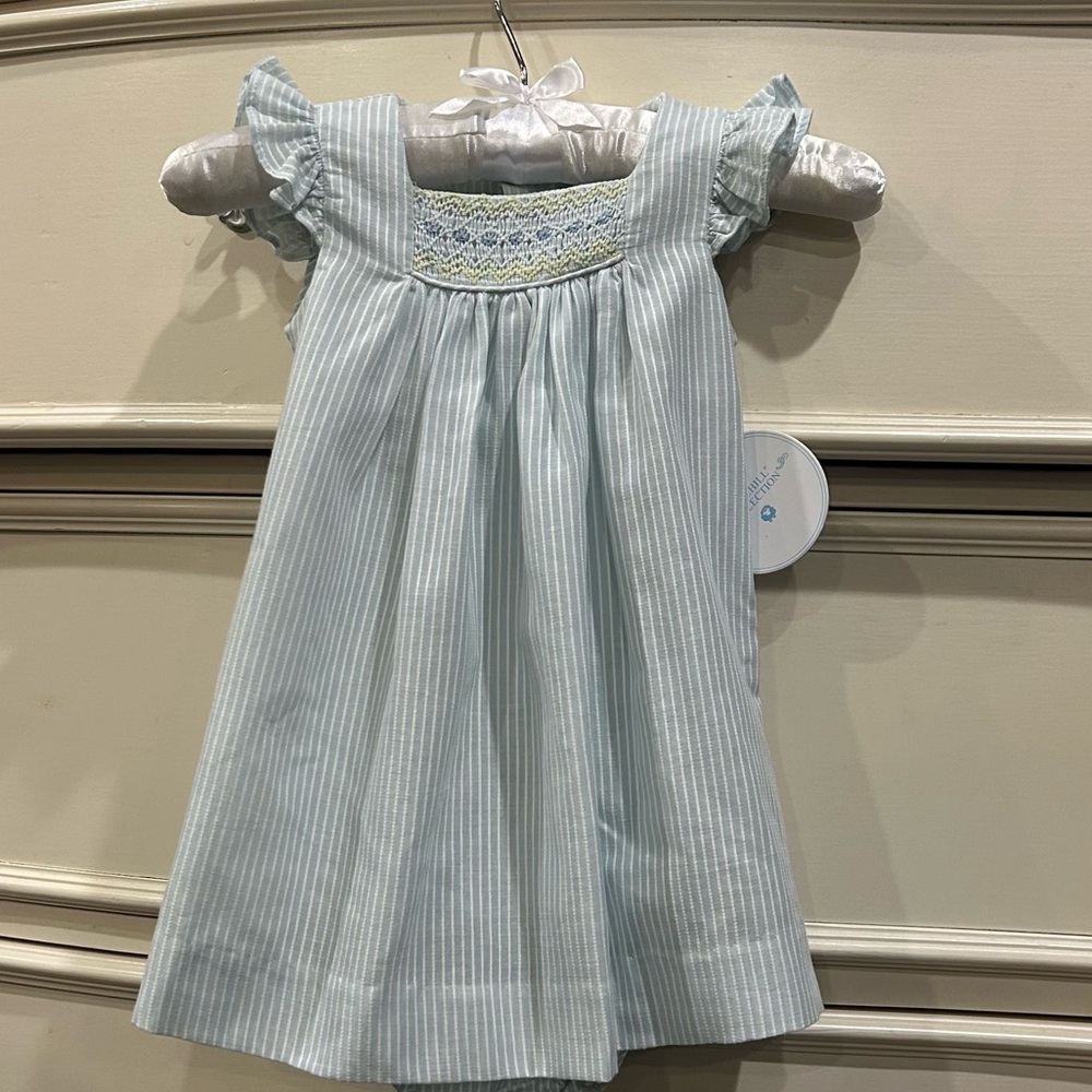 Edgehill Collection Flutter Sleeve Smocked Striped Dress
